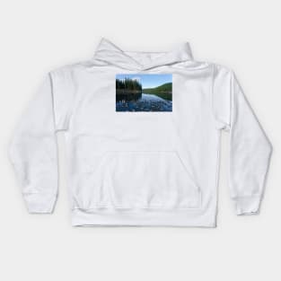 Taiga mirrored on Steward River near town of Mayo Kids Hoodie